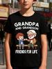 Grandpa And Grandson Friends For Life Print T Shirt Family Matching Outfit Boys Girls Short Sleeve Cartoon Children Daily Tees