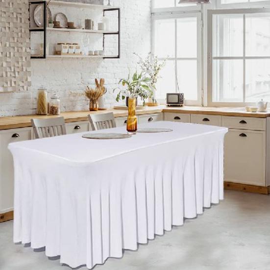 4ft 6ft Sizes Stretch Table Skirt Tutu Ruffled Tablecloth Table Cover Classroom Teacher Desk Back To School Supplies