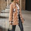 Turndown Collar Plaid Plush Jacket Women's Single Breasted Long Sleeved Coat Medium Length Loose Warm Outerwear Autumn and Winter New Fashion