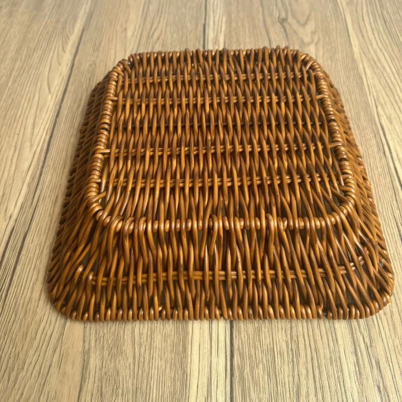 Imitation Rattan Fruit Bread Snacks Storage Tray Coffee Bar Storage Basket Desktop Sundries Organizer Kitchen Storage Boxs