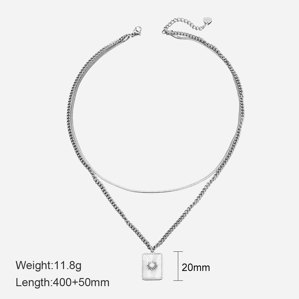 Vintage French Twisted Star Moon Pendant Necklace For Women Fashion Titanium Steel Chain