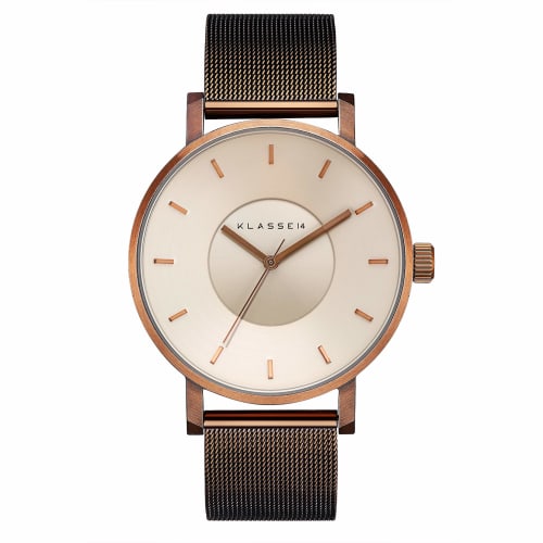 Class Fourteen VOLARE VINTAGE GOLD Mesh Men's Watch VO18VG002M, Officially Imported, Brown