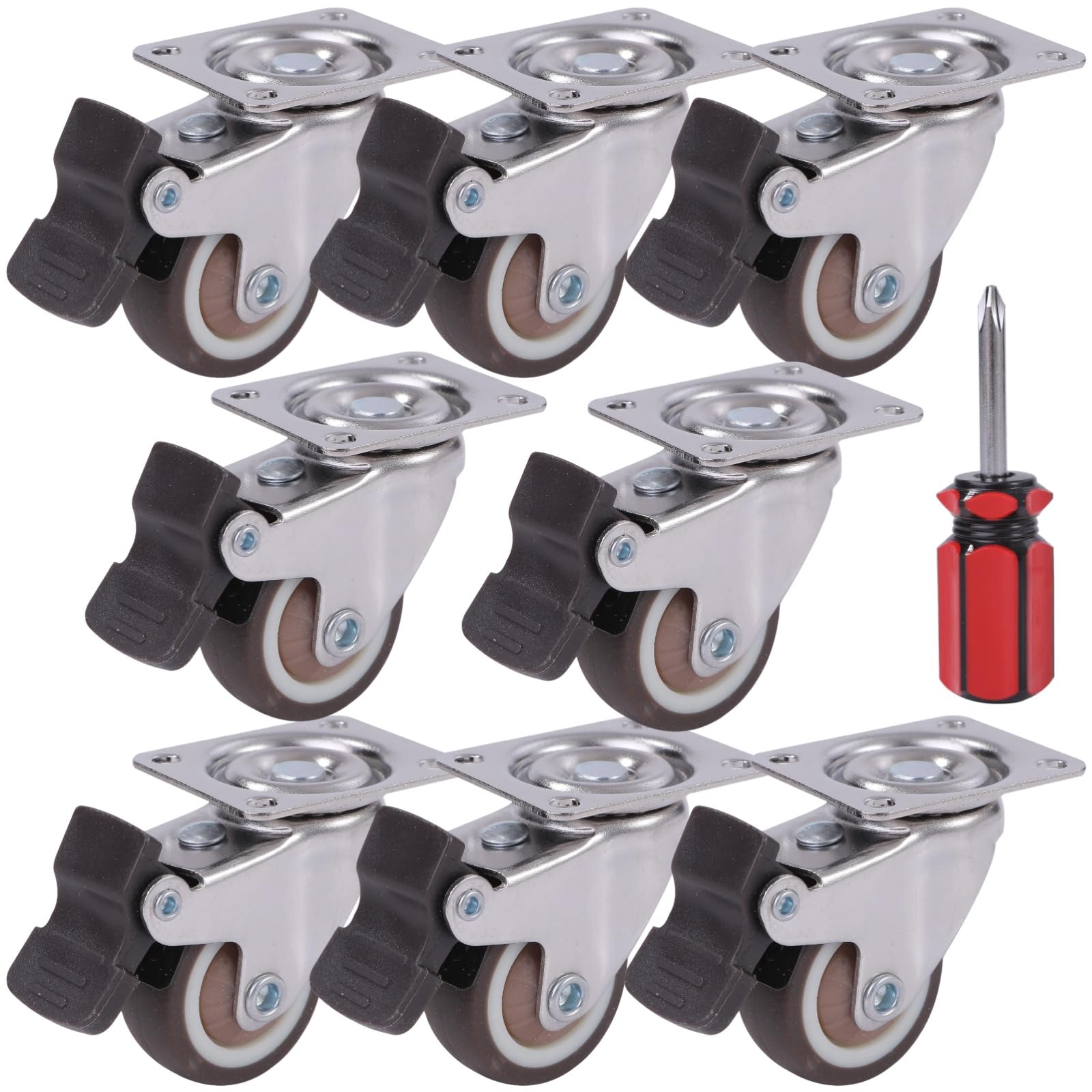 

Rubonarie Caster Brake Plates, 32mm, 8 Pieces (Silver)