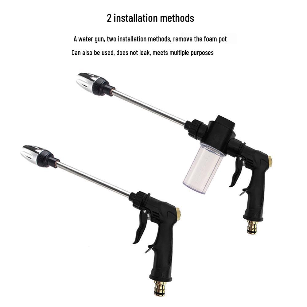 T2 Black Long Spear High-Pressure Foam Sprayer and Water Gun for Garden, Car Wash, and Floor Cleaning.