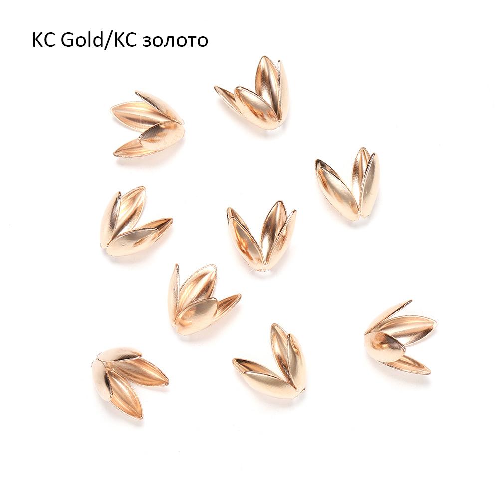 100pcs/lot Gold Color Flower Metal Petal Bead Caps Four Leaves Bead Cups For Jewelry Making