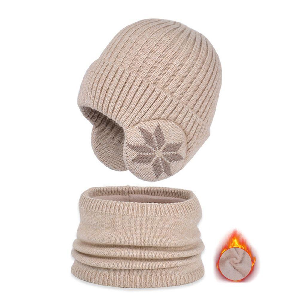 2Pcs/Set Fleece Children Hat Scarf Set Warm Beanie Hat Scarf Fashion Knitted Scarf Cap  Boys Girls