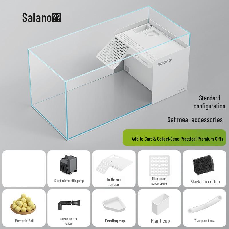 

Набор аквариума для разведения черепах и рыб с платформой для баскинга, разделением сухой и влажной зоны и боковым фильтром, аквариум из эко-стекла 50x30x30cm