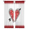 Valentinstag-Vorhänge mit rotem Herz und Pfeil, moderne Tüllvorhänge für Wohnzimmer, Schlafzimmer, Küche, Fenster, transparente Vorhänge