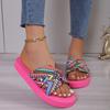 Pantoufles d'été tendance Pantoufles à plateforme imprimées colorées Confortables Antidérapantes Chaussures de plage d'extérieur Chaussures légères pour femmes Sandales