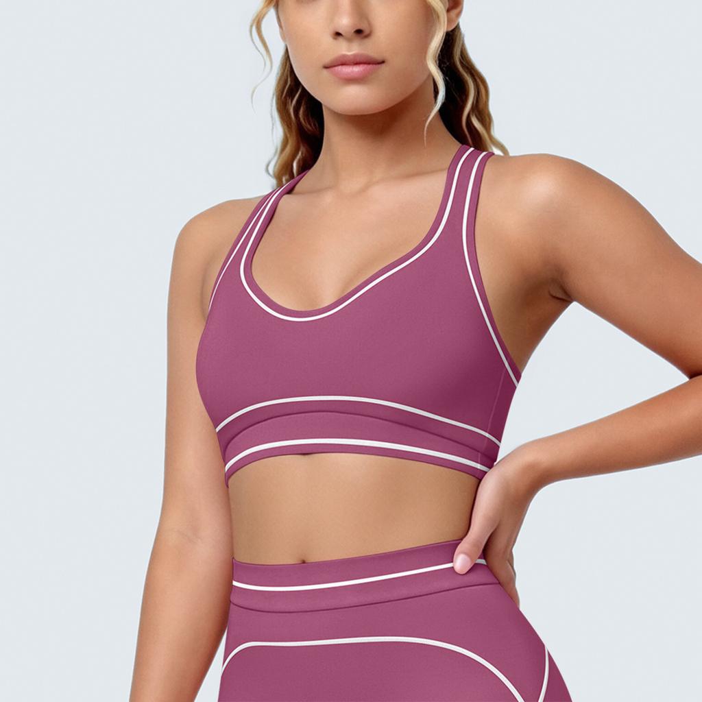 New contrasting color tight high elastic breathable yoga suit six-piece sports running fitness yoga suit women