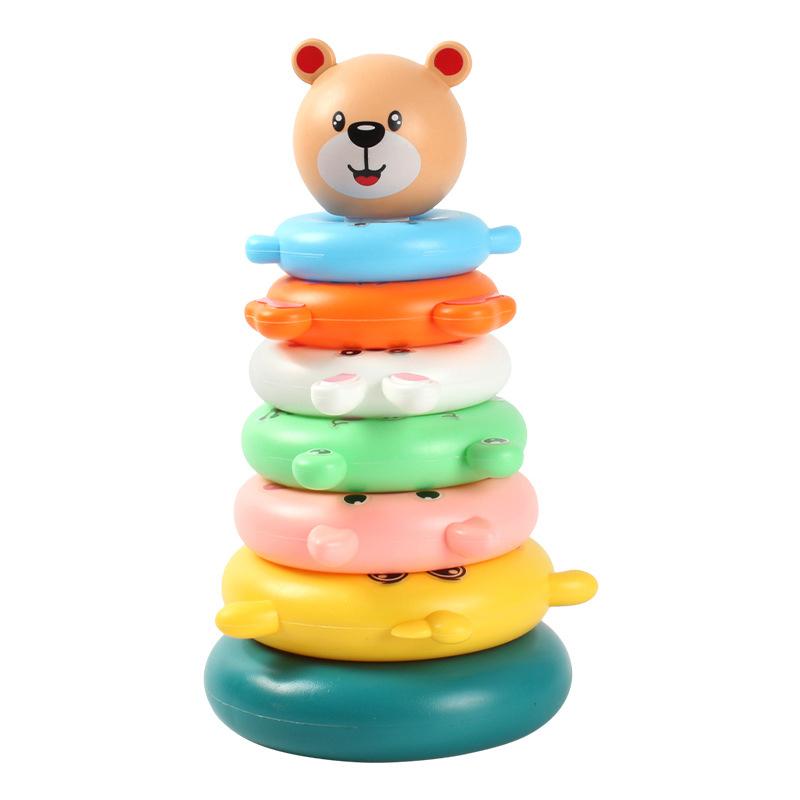 Baby Toys 0-12 Montns Puzzle Pyramid Tower Cup Stacking Toys Montessori Educational Beach Kids Pool Bathtub Toy Kids Gift