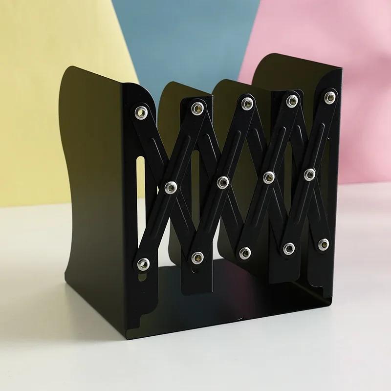 Adjustable Iron Desktop Bookends - Non-Slip Book Stand & Rack, Artistic Shelf Holder for School Stationery & Office Accessories