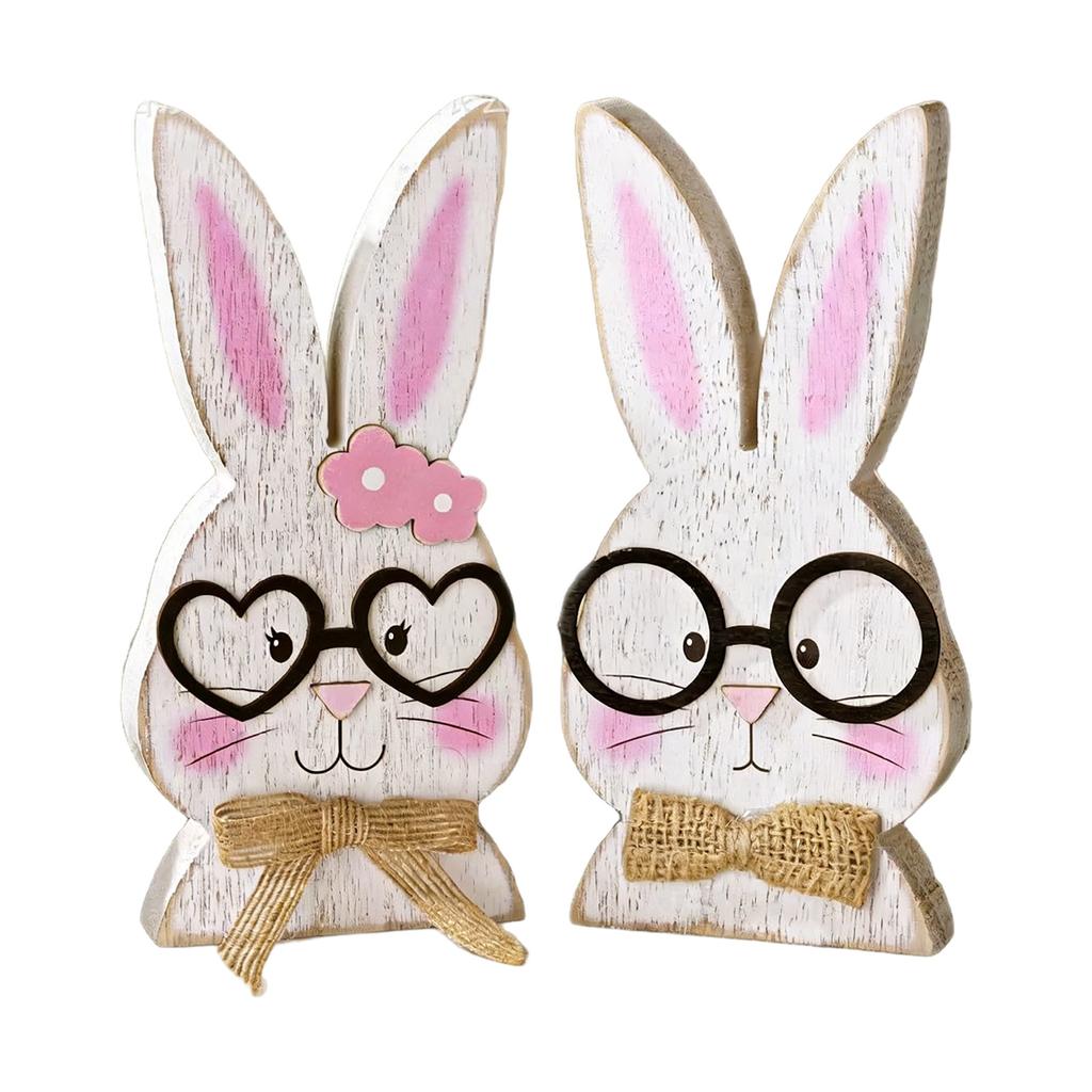 Wooden Cute Bunny Ornaments, Holiday Decoration Ornaments