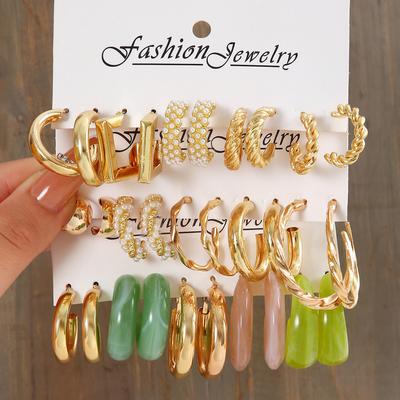 17pairs/set Hoop Earrings Set for Woman Butterfly Pendant Earring Hypoallergenic Accessories Jewelry