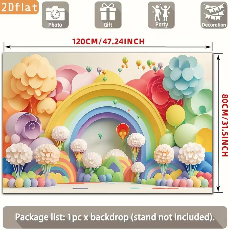2D Whimsical Pastel Rainbow Backdrop Photography Background Banner