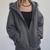 Unisex Hooded Velvet Cardigan: New Solid Color Zipper Style for Autumn/Winter
