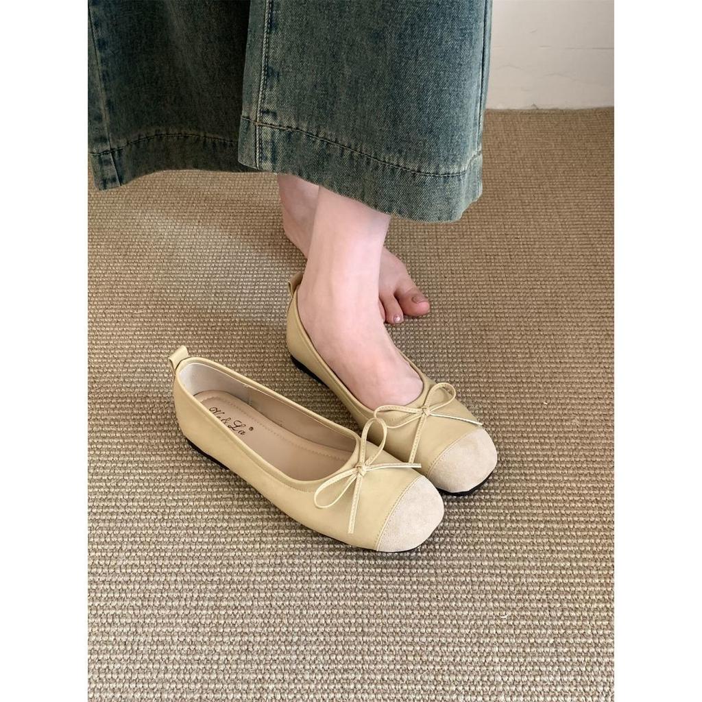 French ballet style bow single shoes women's spring and autumn gentle evening shoes super foreign versatile light mouth ladyshoes