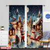 Flat Printing Merry Christmas Window Curtains Father Polyester Without Electricity Perfect Entryway Curtain Set Of 2 Made Washable