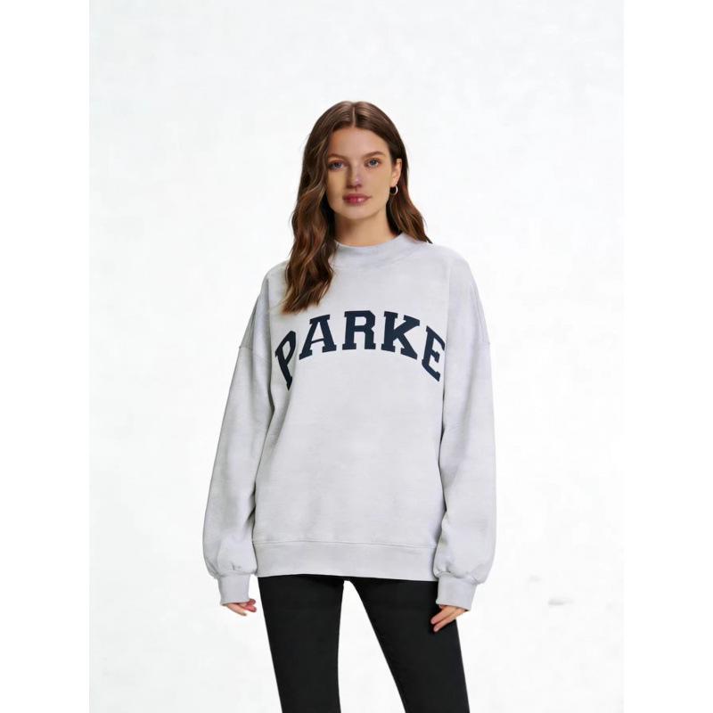 2026PARKE Embroidered Slimming Cotton Casual Pullover Sweatshirt Jacket
