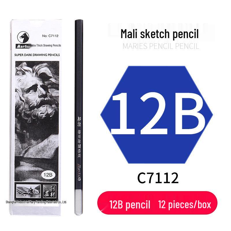 Mali Student Sketching & Drawing Pencil Set: Includes 2B, 4B, 14B soft, medium, hard, and charcoal pencils ideal for art exams.