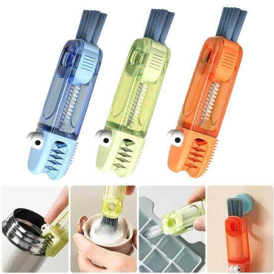 3-in-1 Crocodile Cup Lid Brush Ergonomic Handle Water Bottle Cleaner Multifunctional Portable Gaps Corners Brush