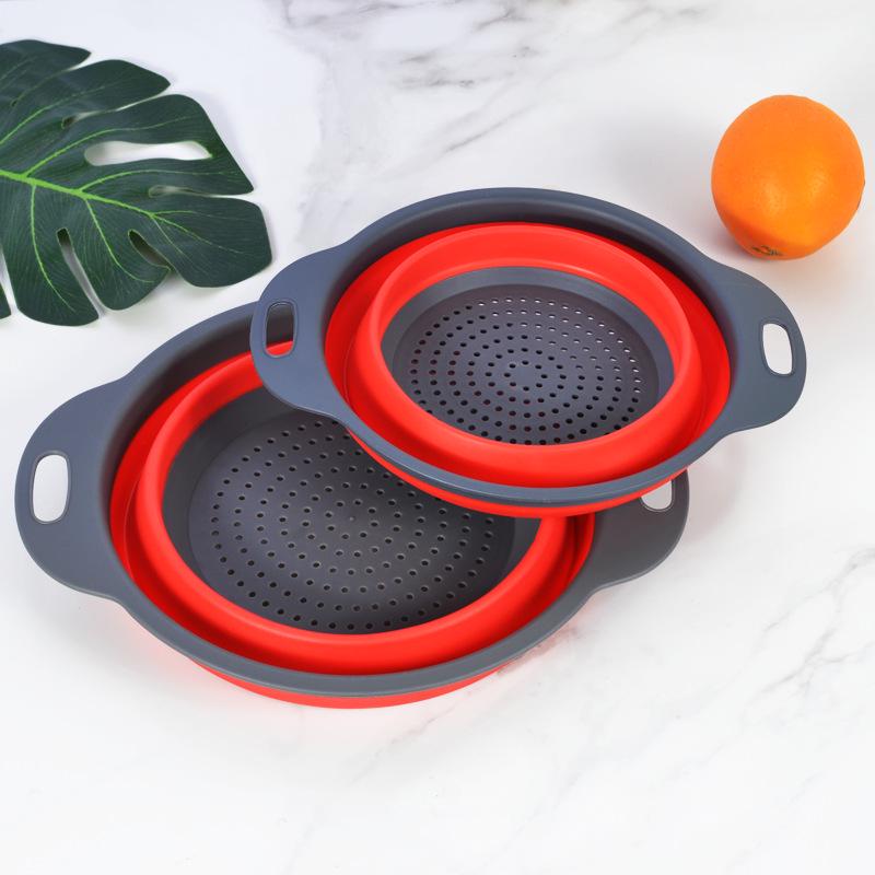 Collapsible Round Silicone Colander: Telescopic Fruit & Vegetable Washing Basket