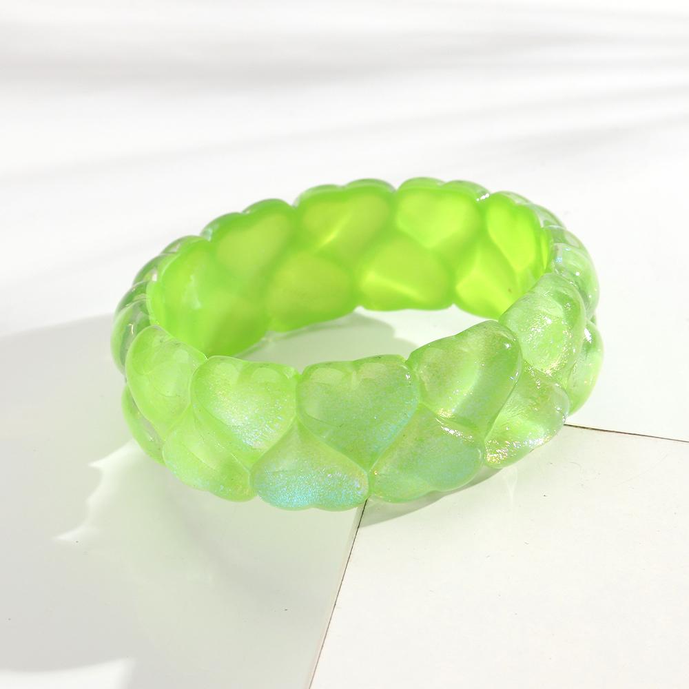 New Trendy Candy Color Resin Wide Bangle for Women Statement Acrylic Heart Round Stack Bracelets Valentine's Day Jewelry Gifts