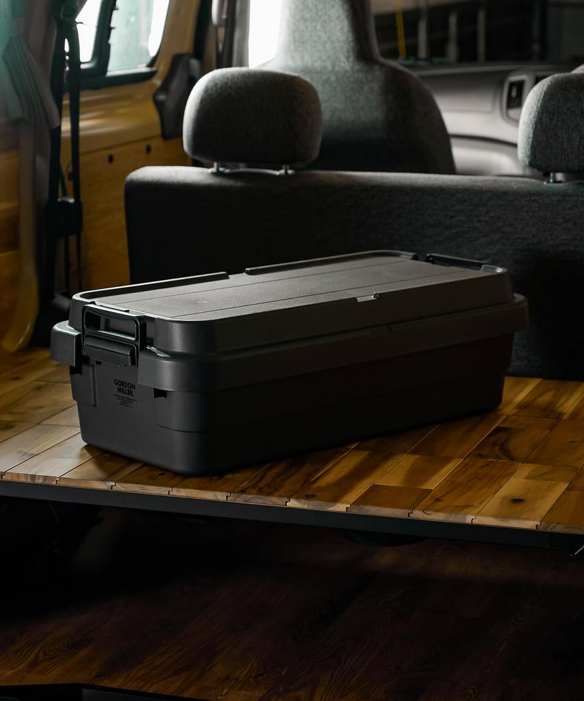 GORDON MILLER Stackable Trunk Cargo, 40L, Low-Profile Storage Box with Lid, Large Capacity, Sit-On, Stackable, Dark Gray, 01680034