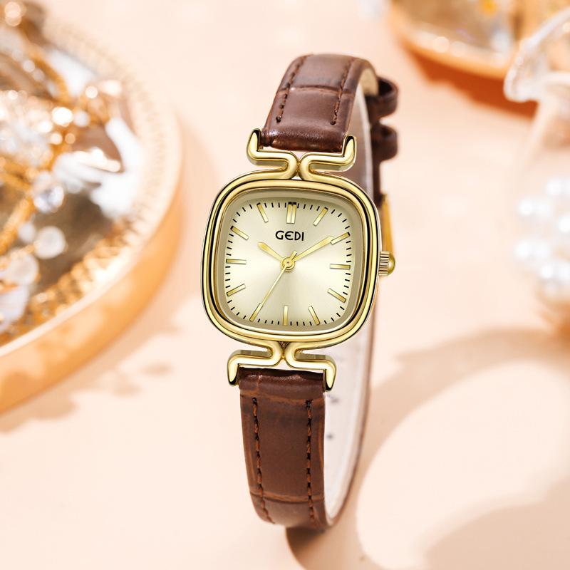 Simple And High-Value Leather Women'S Watch Waterproof Quartz Watch Women'S Niche High-End Belt Watch