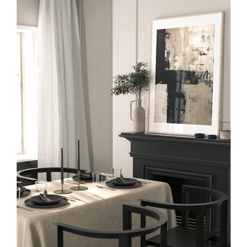 Set of 3 Prints, Geometric Abstract Art, Black Neutral Beige, Living Room Wall Art Poster Prints Home Decor Room Decor Aesthetic
