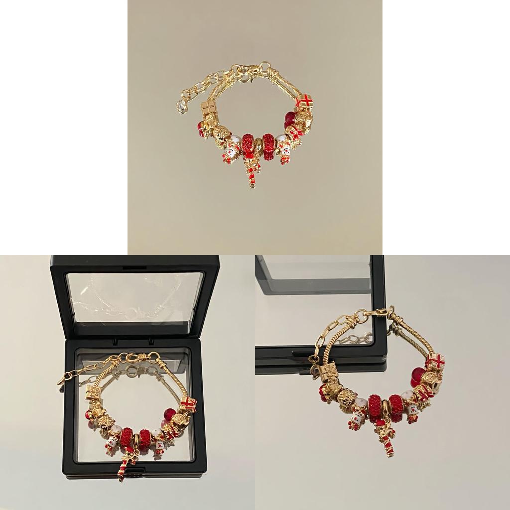 Christmas Beaded Bracelet For Women With Festive Charms Holiday Jewelry Gift