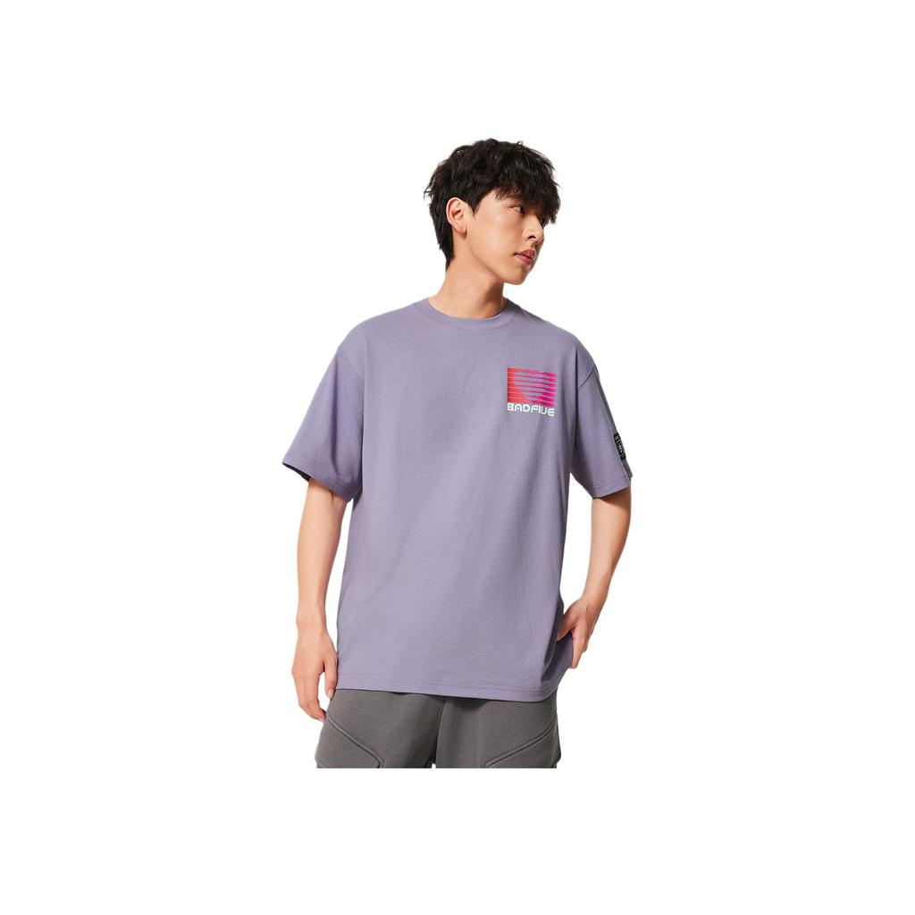 Li Ning Anti-Five Series Casual Simple Round Neck Pullover Letter Loose Print Comfortable Fashion Versatile Short Sleeve T-Shirt Men T-Shirt AHSVD13-4