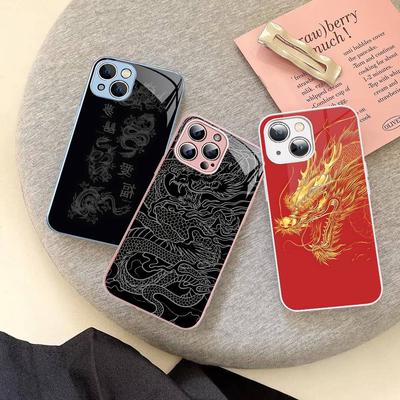Fashion Chinese Dragon For IPhone 14 13 12 Mini 11 Pro XS Max X XR 14 Plus Tempered Glass Cover