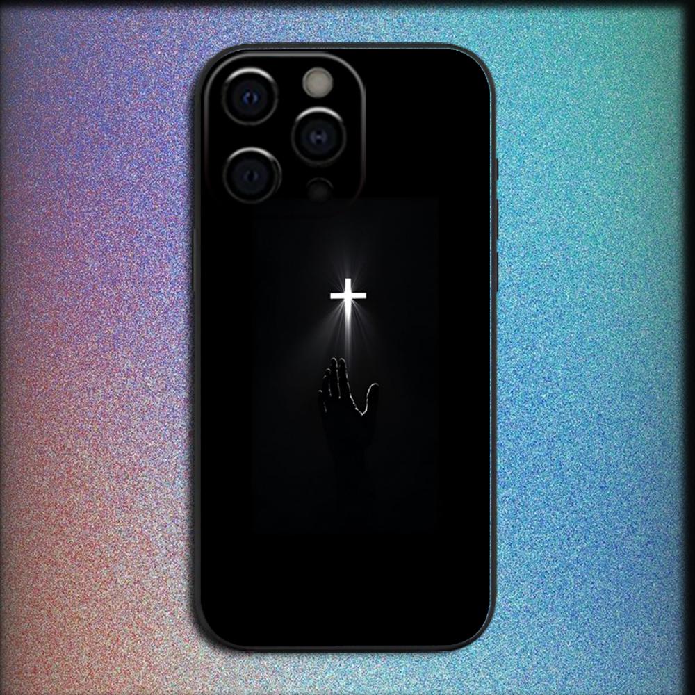 God Jesus Cross Phone Case For iPhone 16,15,14,13,12,11,Pro,X,XS,Max,XR,Plus,Mini Soft Black Cover