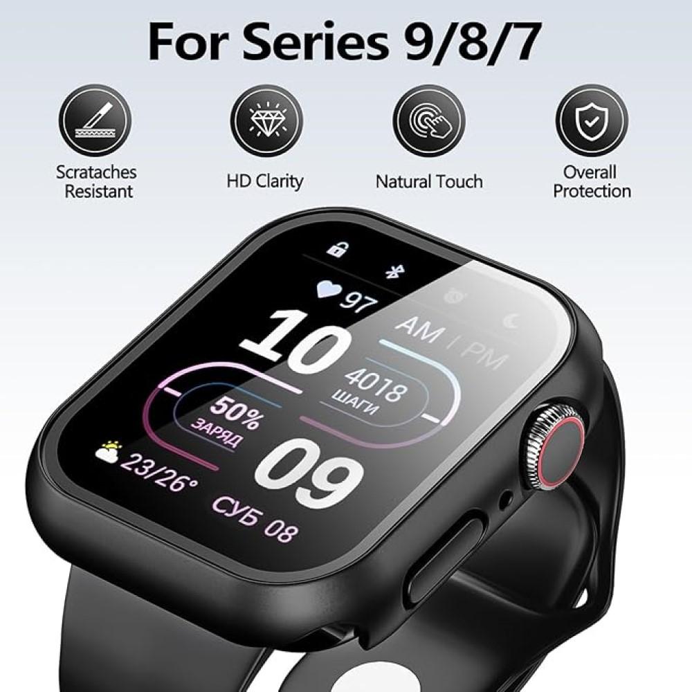 Case for Apple Watch 9 8 7 45mm 44mm 41mm 40mm PC Screen Protector Cover IWatch Series 4/5/6/SE/7/8 SmartWatch Accessories Glass