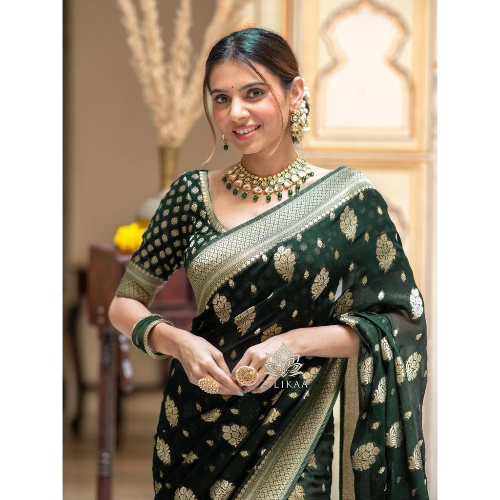 Stylish Wedding Sarre for Women ,Blouse (Need To Be Stitched As Per Size And Fit)