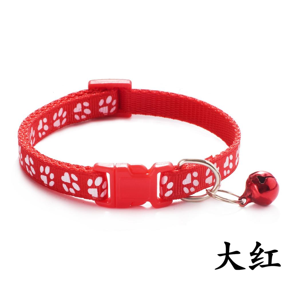 Pet Patch Colorful Collar Puppy and Cat Collar Cat Collar with Paw Print and Bell Cat Buckle Collar