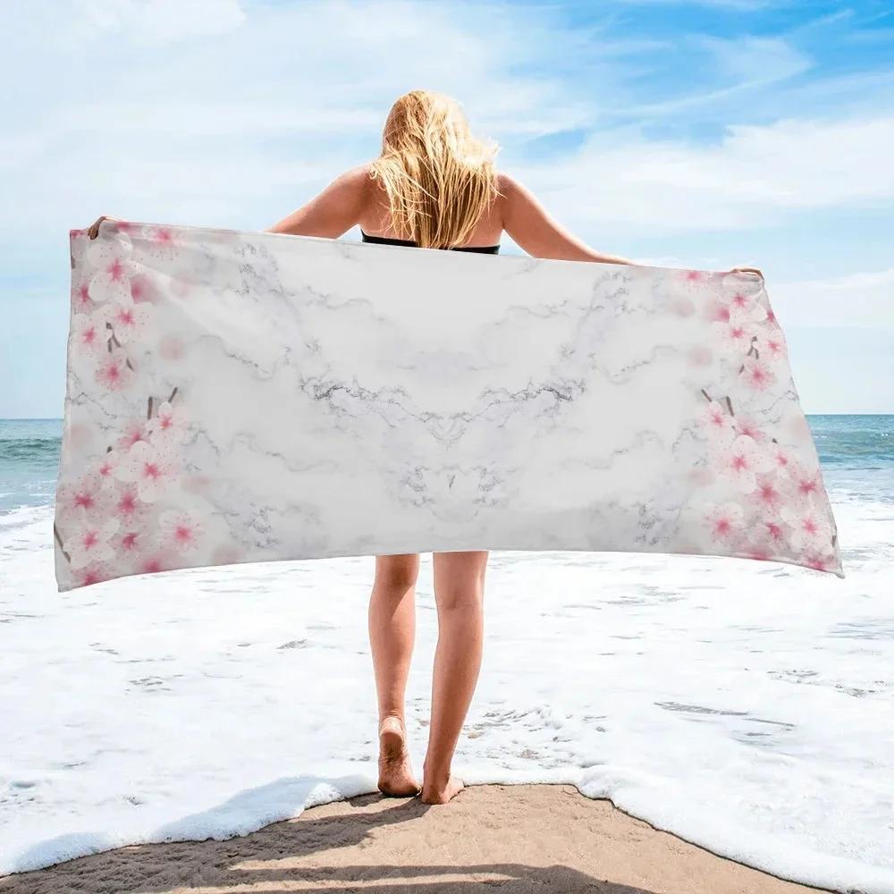 Japanische Kirschblüte Strandtuch Mikrofaser Blume Badetuch Saugfähig Camping Badezimmer Gesichts-Handtücher Schnelltrocknend Schwimm-Abdeckung