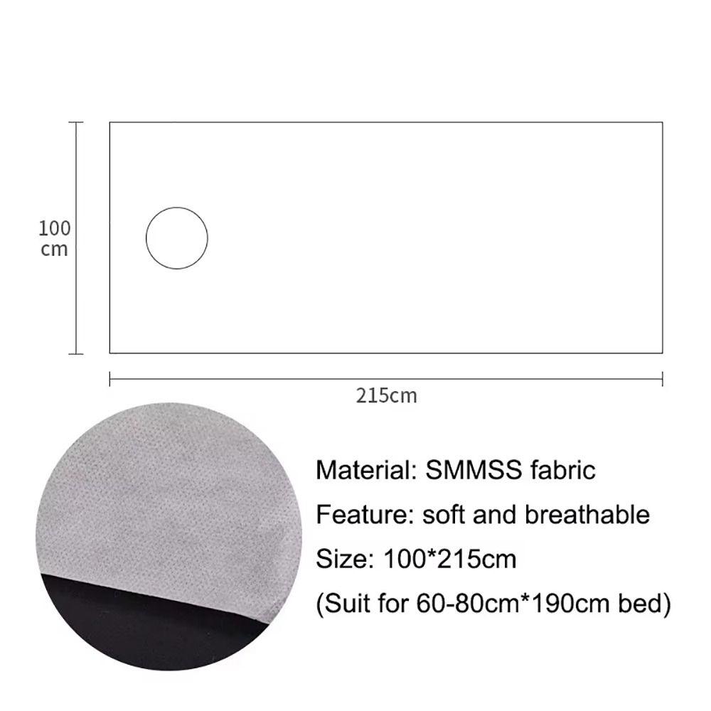 10Pcs/Pack Non-woven Fabric Disposable Bed Cover Breathable 100x215cm Bed Sheets Soft Open Hole Elastic Bedspread
