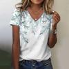 New Women T-shirt Simple Graphic Print Oversized Women's Trending Clothing Fashion Short Sleeve Shirt Women V-Neck Blouse 2025