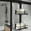 Stainless Steel Hanging Shower Basket Movable No Drill Bathroom Hanging Shelf with Hooks Large Capacity Bathroom Storage Rack