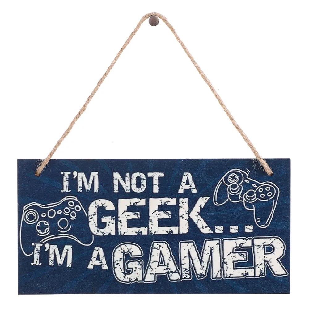 

1PC Novelty Gaming Room Sign Wood Plaque Do Not Disturb I m Gamer Hanging Pendant Game Ornaments Door Wall Decor Funny Gifts