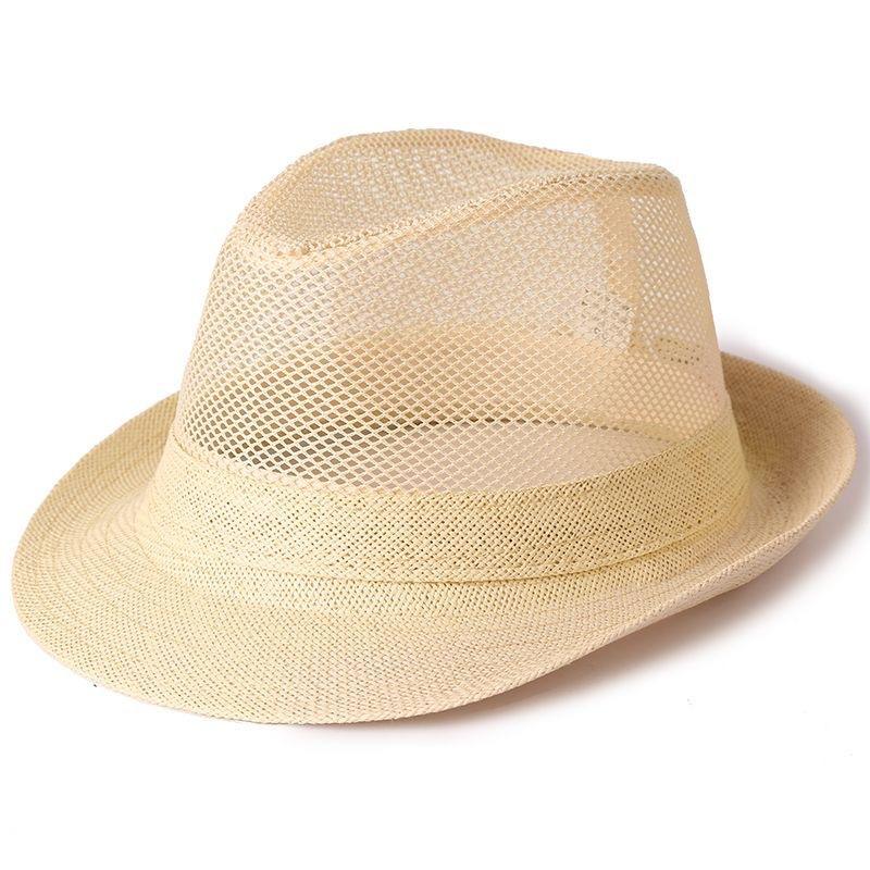 Summer Straw Hat Men's Outdoor Sun Hat Breathable Beach Hat British Performance Jazz Hat Children's Gentleman's Top Hat