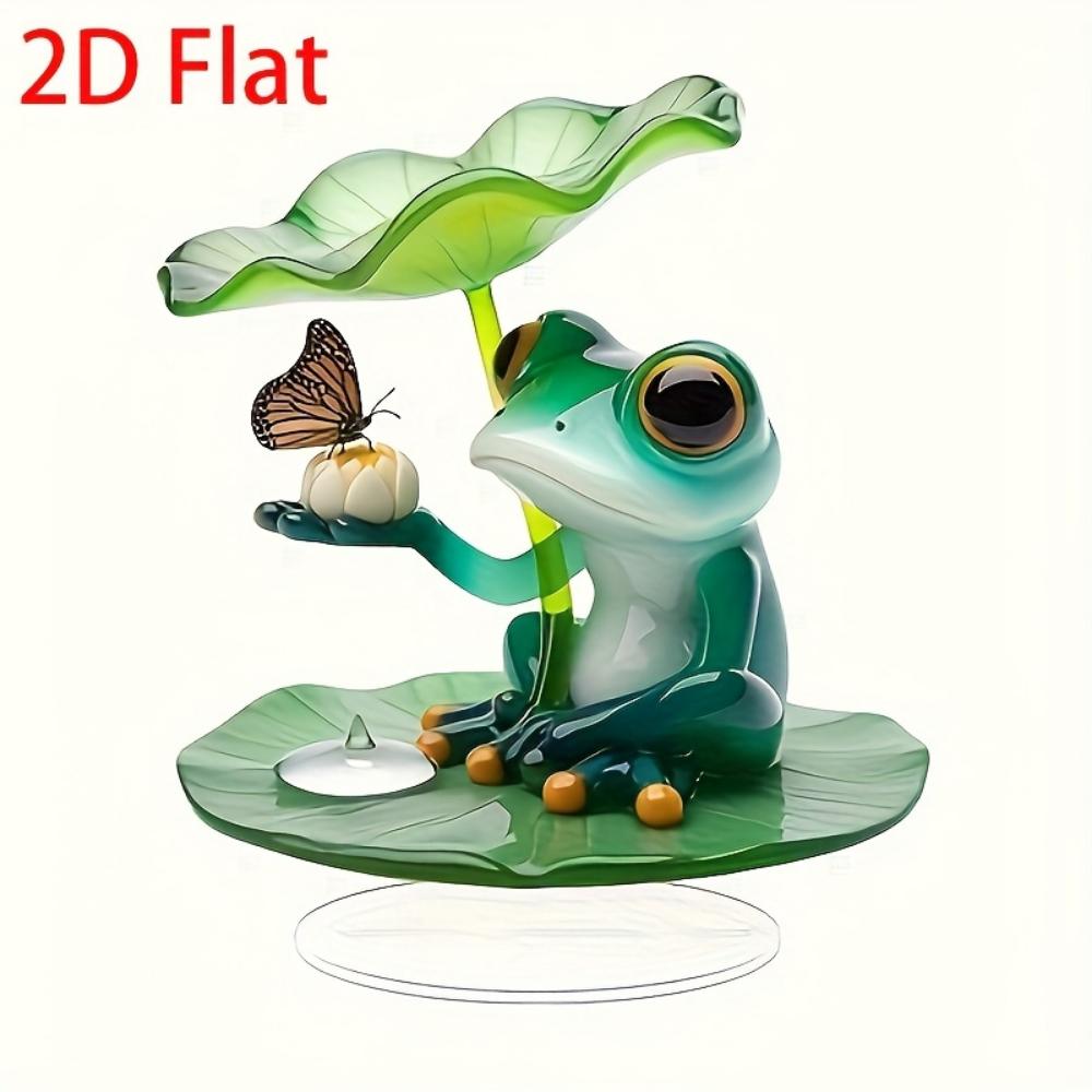 Lotus Leaf Frog, 2D Flat, Acrylic Decoration, Ornaments, Suitable for Living Room, Party, Gifts, Christmas, Halloween