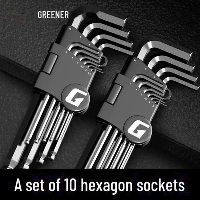 Green Forest Black Hexagonal Wrench Set | 6-Point Extended Hex Keys