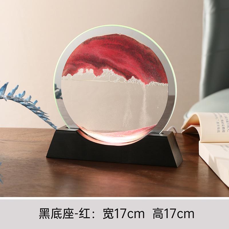 Beweglicher Sand Nachtlichter 3d Sanduhr Treibsand Leuchtendes Ornament Glas Sandlandschaft Handwerk Fließende Malerei Lampen Heimdeko Geschenk