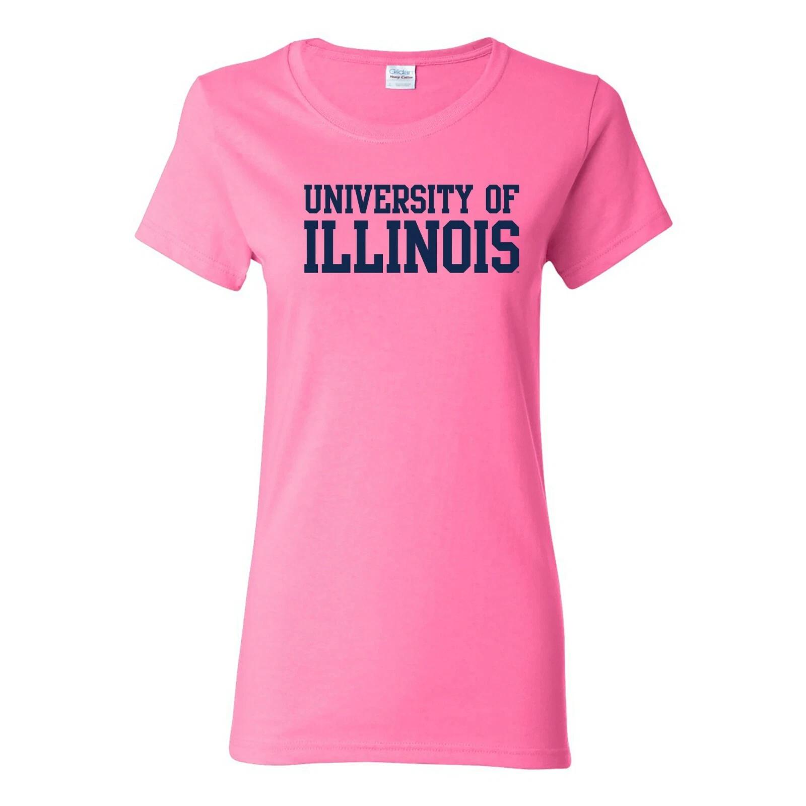 Illinois Fighting Illini Basic Block Womens Pink T-Shirt - Azalea 4XL
