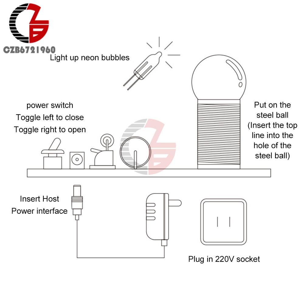Tesla Coil DIY Kit Touchable Plasma Ball Spark Gap Arc Generator for Physics Teaching Science Experiment Model 9V Power Adapter