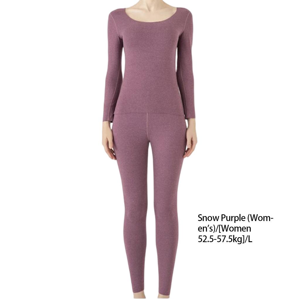 Damen Lange Unterhosen Einfarbig Unterwäsche Set Winter Warm Thermounterwäsche Rundhals Nachtwäsche Weiche Bequeme Kleidung