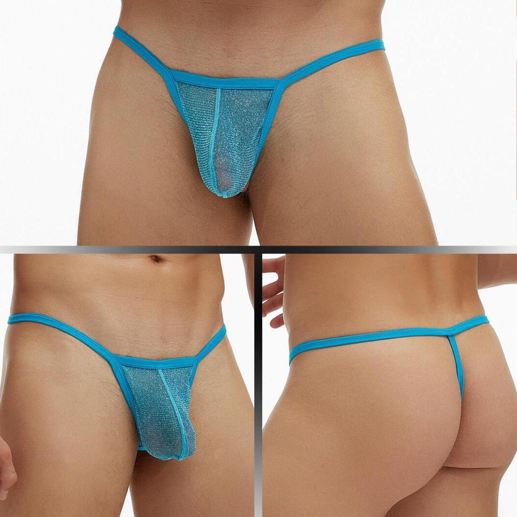 European and American Men's Fine Mesh See-through T-Back Thong Underwear, Plus Size E080